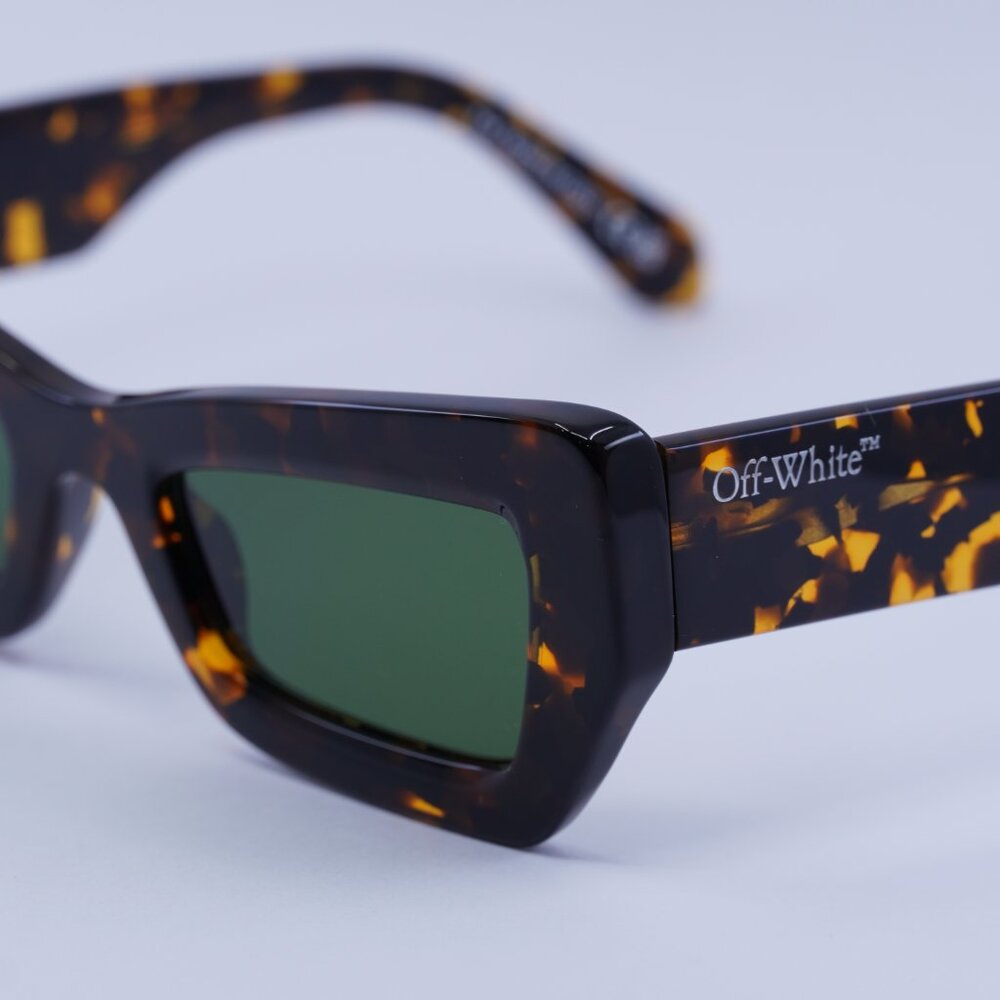 Off-White OERI137 AURORA 6055 Sunglasses Havana Cat Eye Frame, Green Lenses - Picture 4 of 11